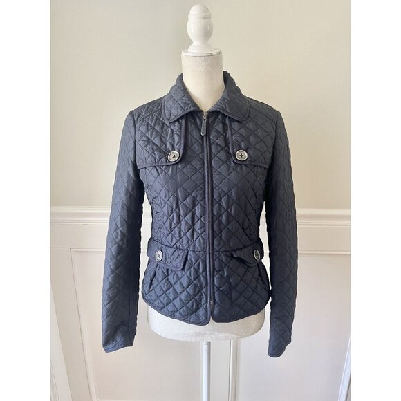 Hobbs London Quilted Jacket UK 10 US 6 Navy Blue - Picture 1 of 6